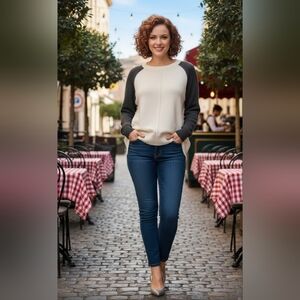 H by Bordeaux Black and Cream Women's Sweater